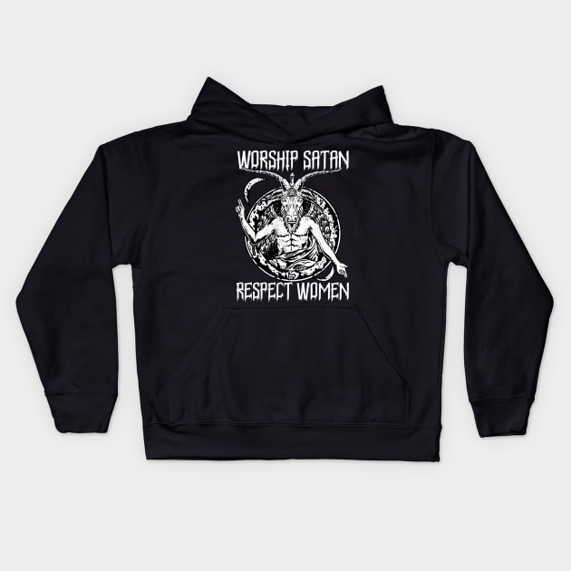 Satanic Baphomet - Worship Satan Respect Women Kids Hoodie by biNutz